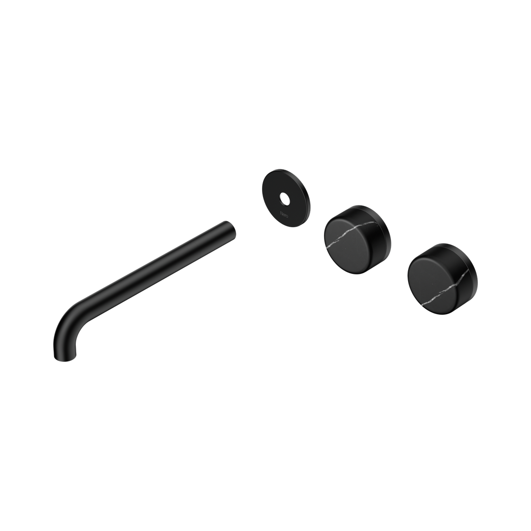 Nero Serenity Wall Basin Set 220Mm Offset Spout - Matte Black Marquina Black Handle Trim Kit Only