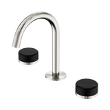Nero Serenity Basin Set Arc Spout Brushed Nickel - Marquina Black Handle