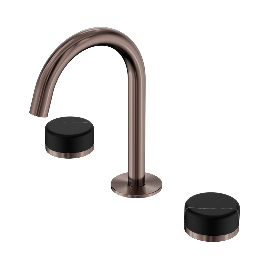 Nero Serenity Basin Set Arc Spout Brushed Bronze - Marquina Black Handle