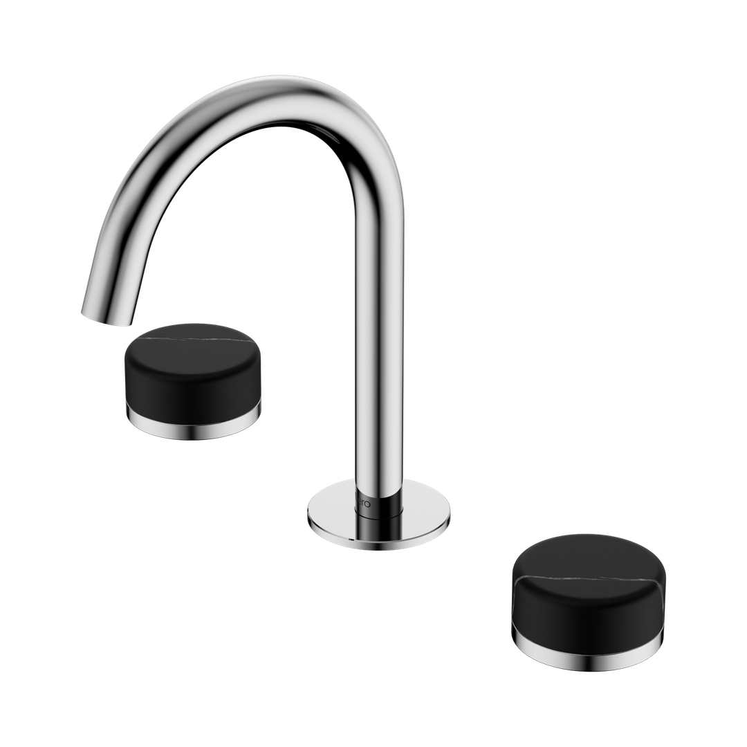 Nero Serenity Basin Set Arc Spout Chrome - Marquina Black Handle