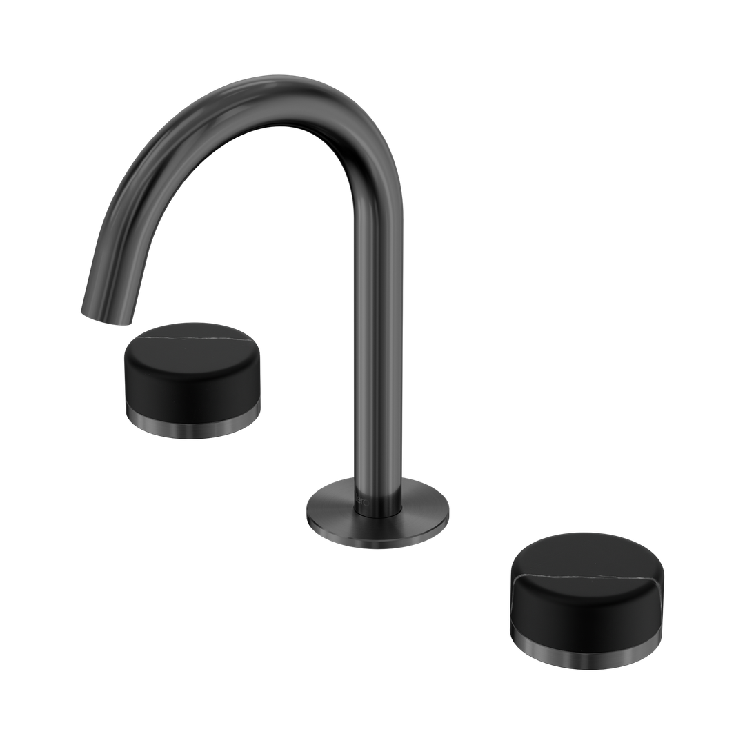 Nero Serenity Basin Set Arc Spout Gunmetal - Marquina Black Handle