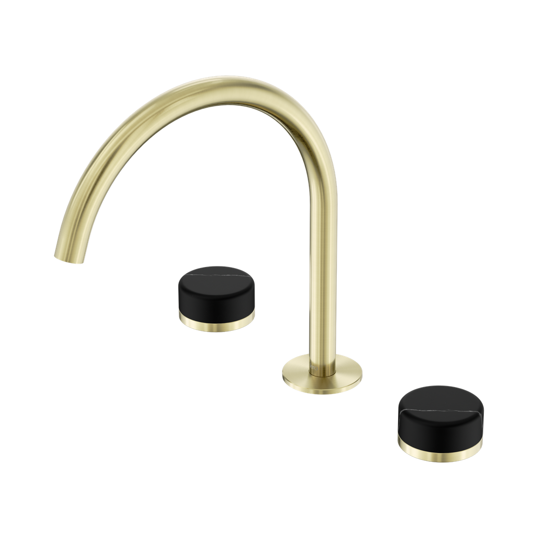 Nero Serenity Bath/Kitchen Set Arc Spout Brushed Gold - Marquina Black Handle