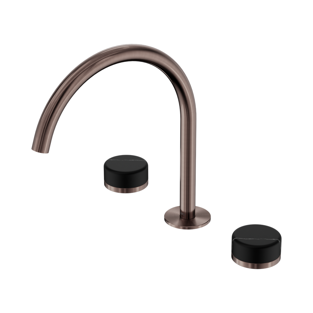 Nero Serenity Bath/Kitchen Set Arc Spout Brushed Bronze - Marquina Black Handle