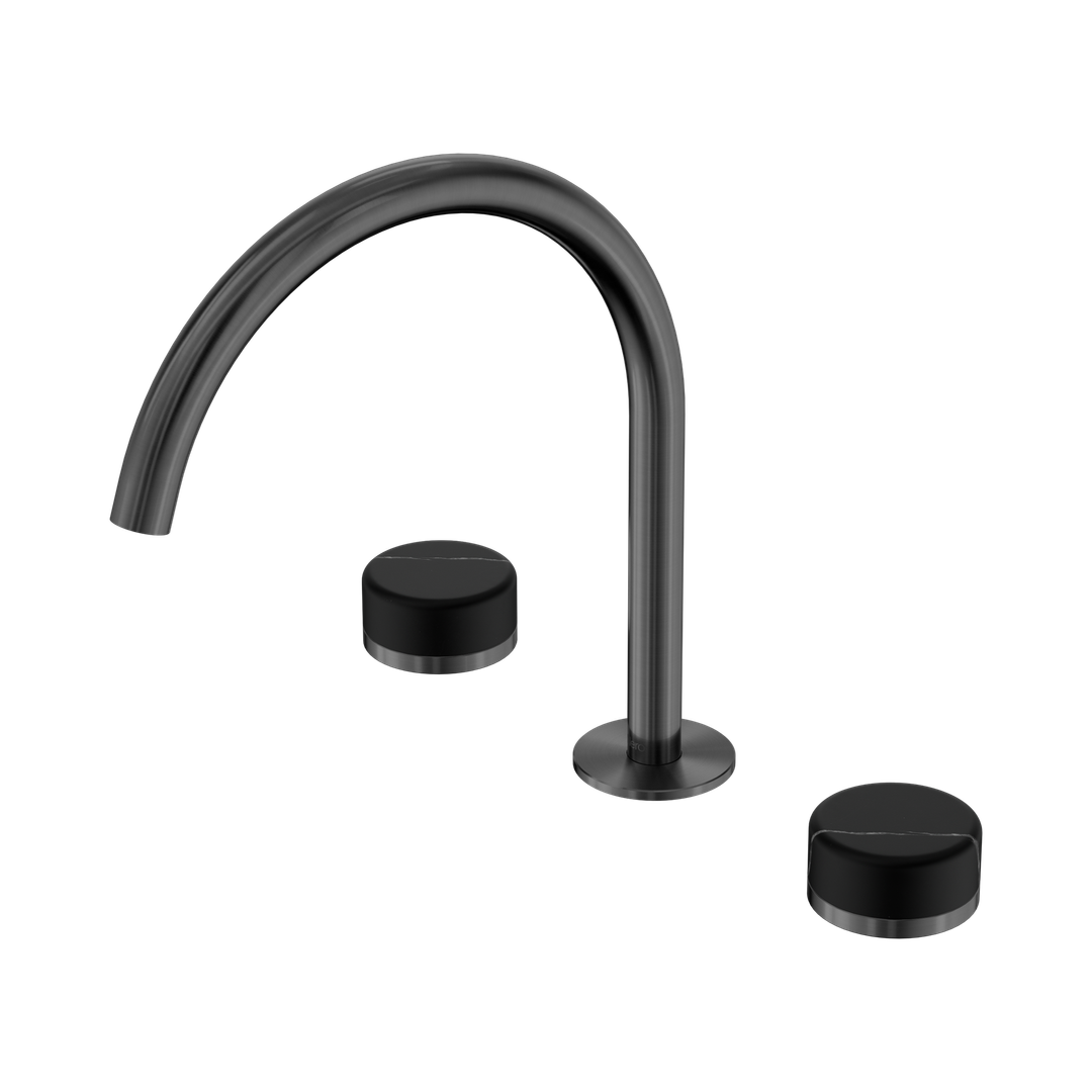 Nero Serenity Bath/Kitchen Set Arc Spout Gunmetal - Marquina Black Handle