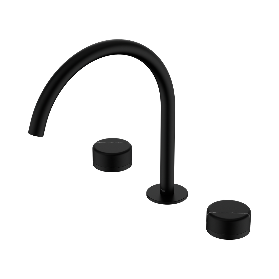 Nero Serenity Bath/Kitchen Set Arc Spout Matte Black - Marquina Black Handle
