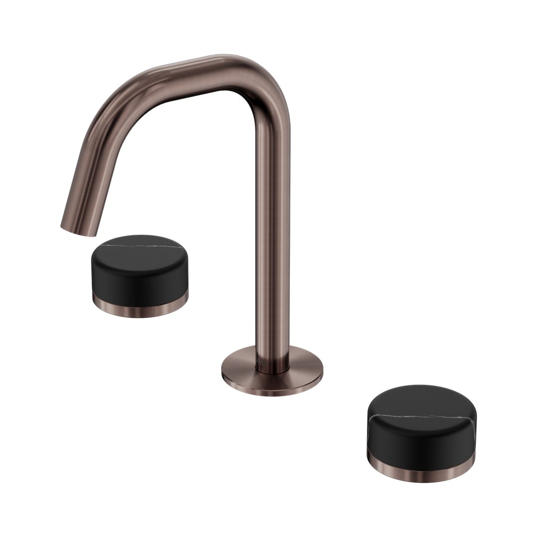 Nero Serenity Basin Set Edge Spout Brushed Bronze - Marquina Black Handle