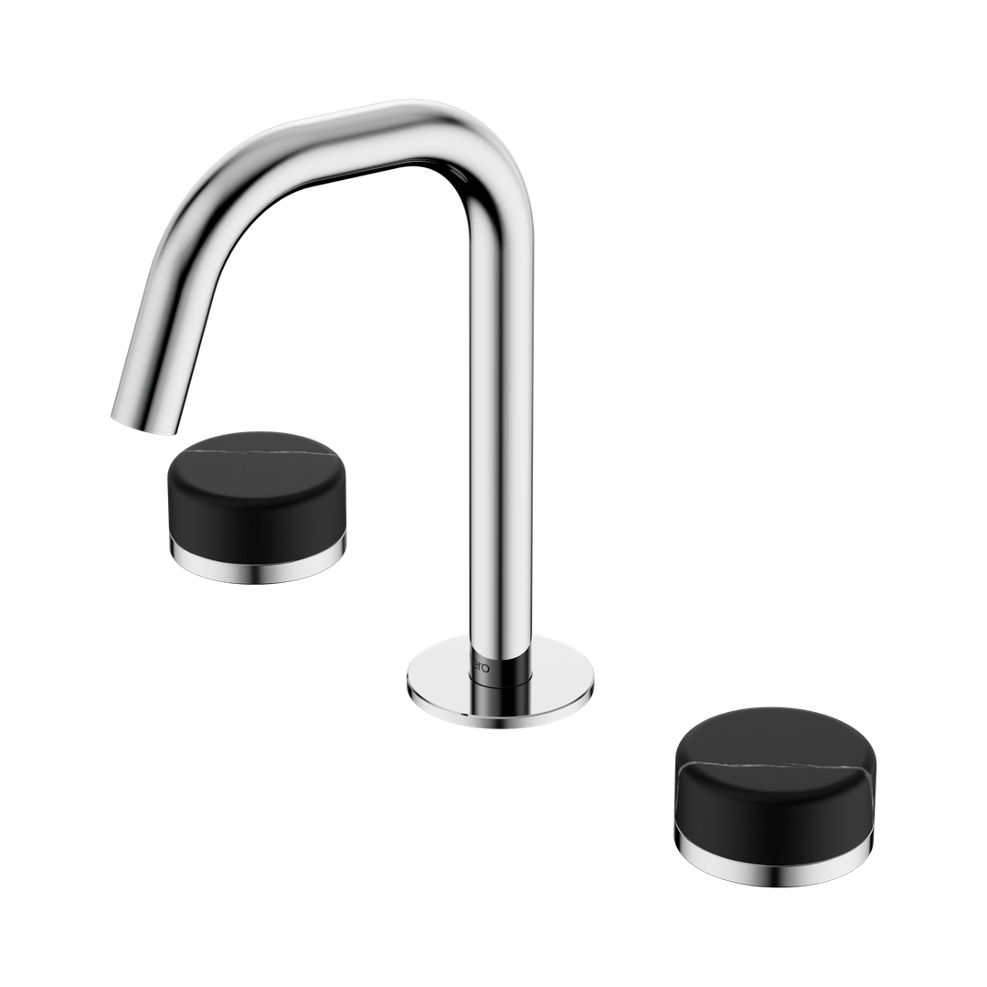 Nero Serenity Basin Set Edge Spout Chrome - Marquina Black Handle