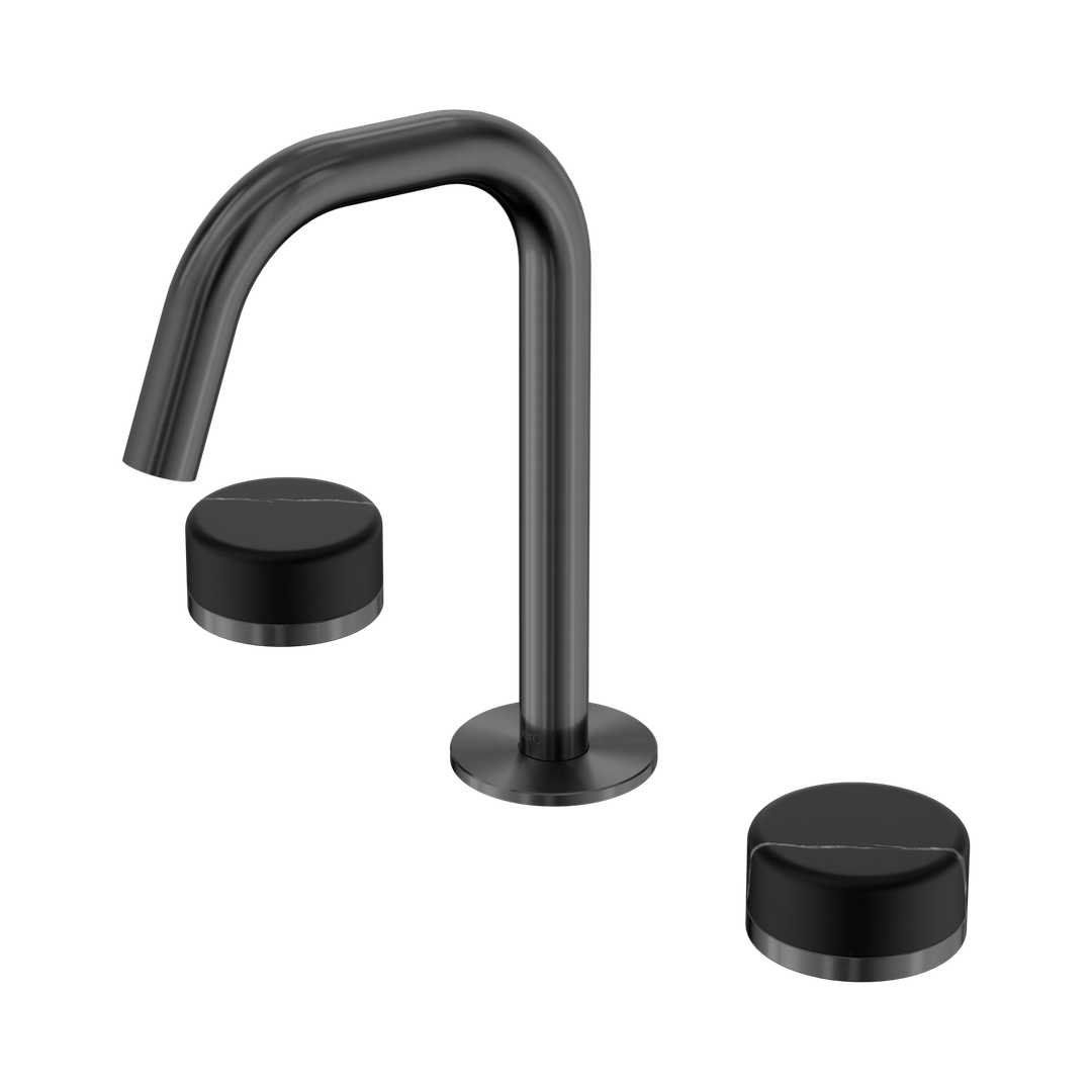 Nero Serenity Basin Set Edge Spout Gunmetal - Marquina Black Handle
