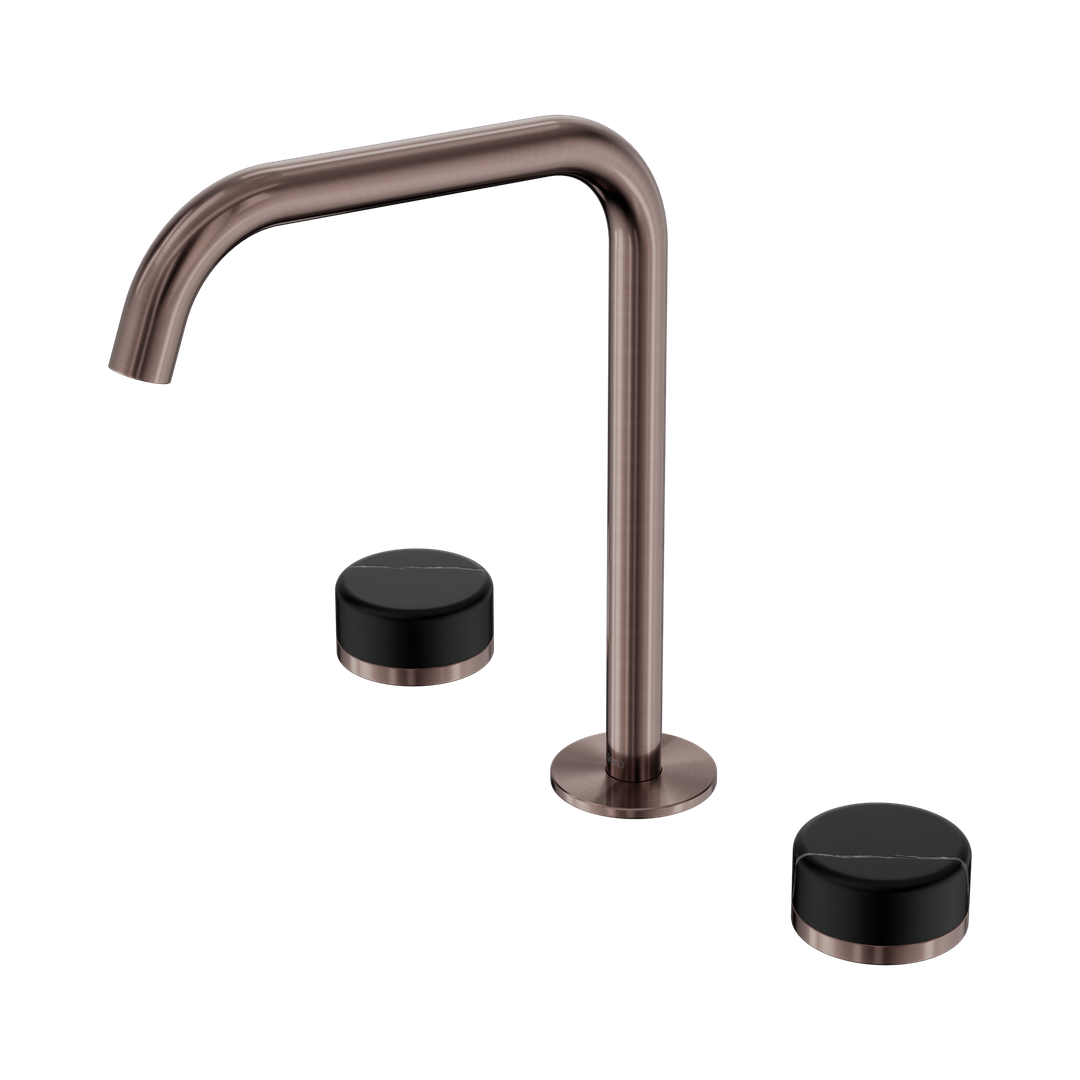 Nero Serenity Bath/Kitchen Set Edge Spout Brushed Bronze - Marquina Black Handle