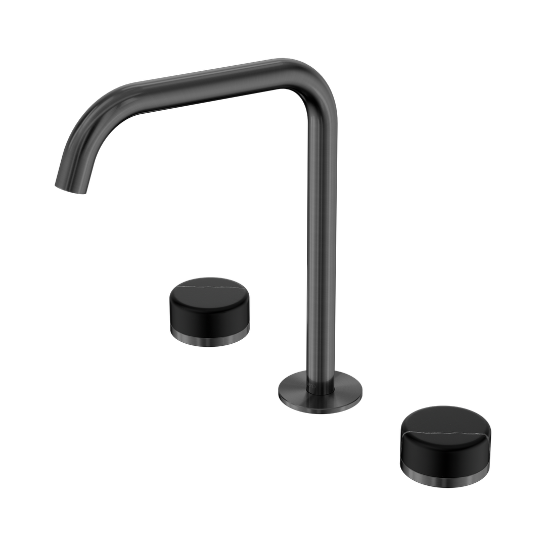 Nero Serenity Bath/Kitchen Set Edge Spout Gunmetal - Marquina Black Handle