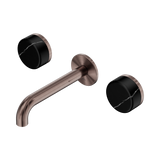 Nero Serenity Wall Basin Set 160Mm Spout Brushed Bronze - Marquina Black Handle