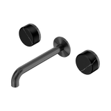 Nero Serenity Wall Basin Set 185Mm Spout Gunmetal - Marquina Black Handle