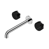 Nero Serenity Wall Basin Set 220Mm Spout Chrome - Marquina Black Handle