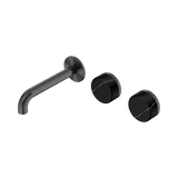 Nero Serenity Wall Basin Set 160Mm Offset Spout Gunmetal - Marquina Black Handle