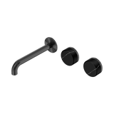 Nero Serenity Wall Basin Set 185Mm Offset Spout Gunmetal - Marquina Black Handle