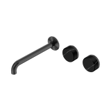 Nero Serenity Wall Basin Set 220Mm Offset Spout Gunmetal - Marquina Black Handle