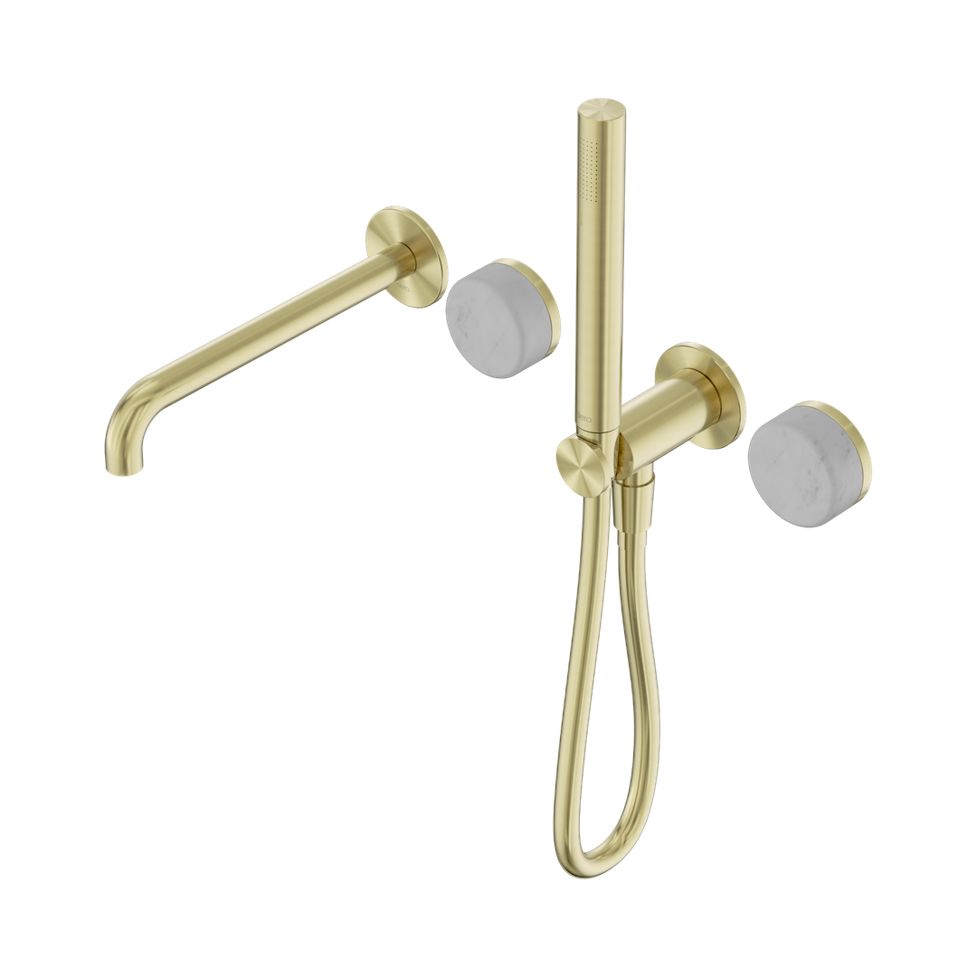 Nero Serenity Progressive Shower System - Spout Brushed Gold - Carrara Handle & Slim Shower