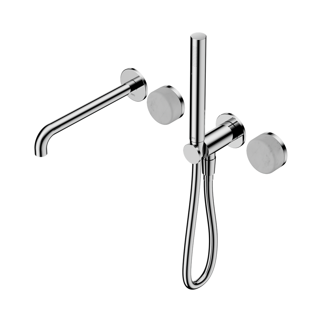 Nero Serenity Progressive Shower System - Spout Chrome - Carrara Handle & Slim Shower