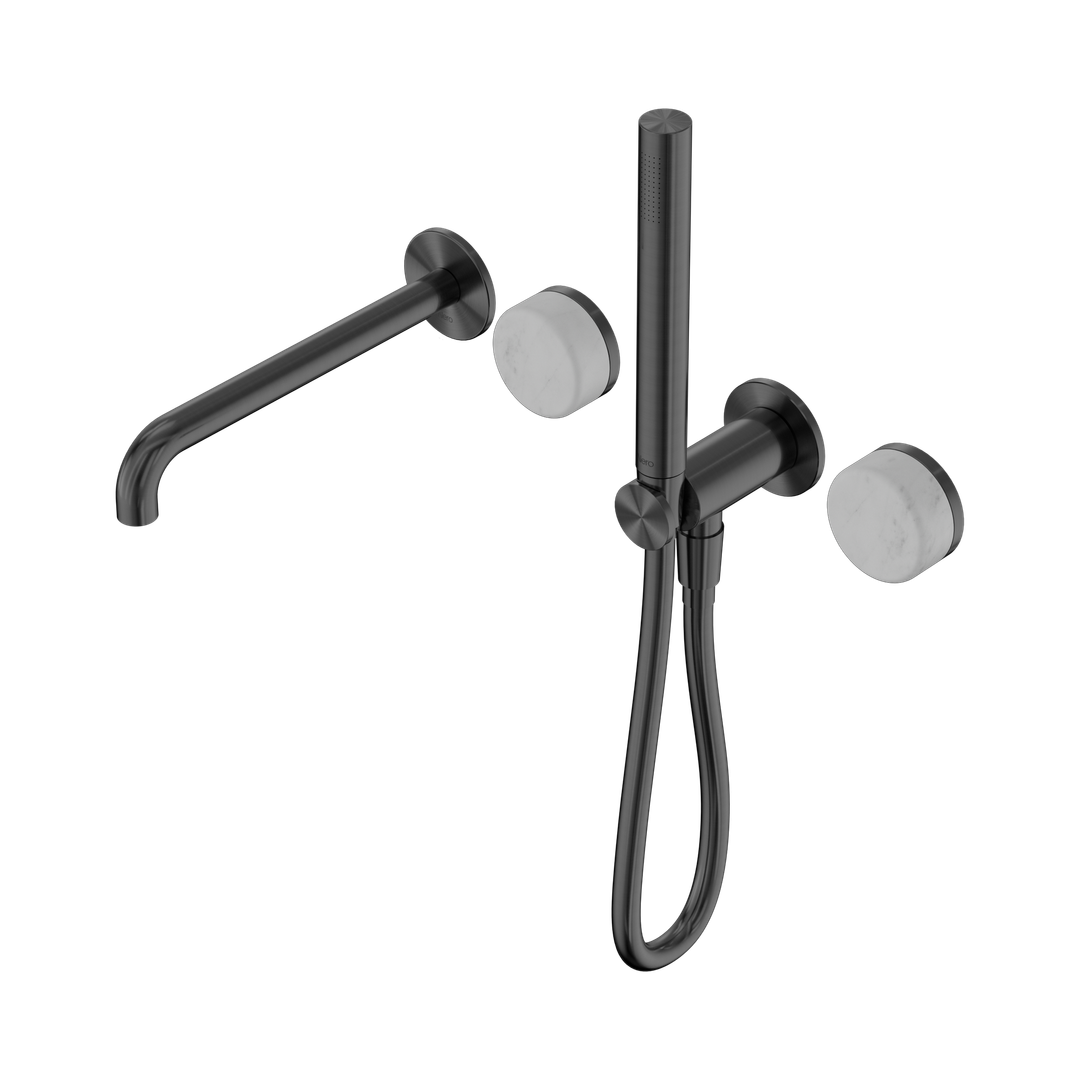 Nero Serenity Progressive Shower System - Spout Gunmetal - Carrara Handle & Slim Shower