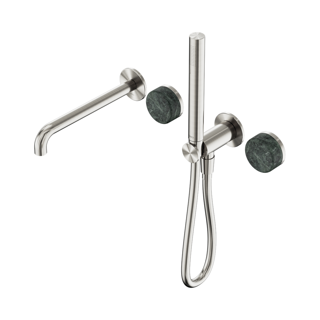 Nero Serenity Progressive Shower System - Spout Brushed Nickel - Verde Alpi Handle & Slim Shower