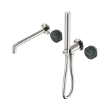 Nero Serenity Progressive Shower System - Spout Brushed Nickel - Verde Alpi Handle & Slim Shower