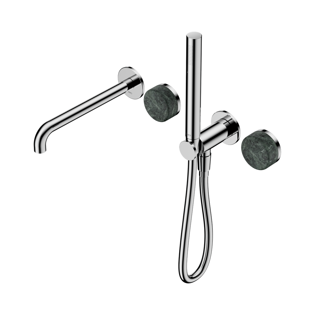 Nero Serenity Progressive Shower System - Spout Chrome - Verde Alpi Handle & Slim Shower