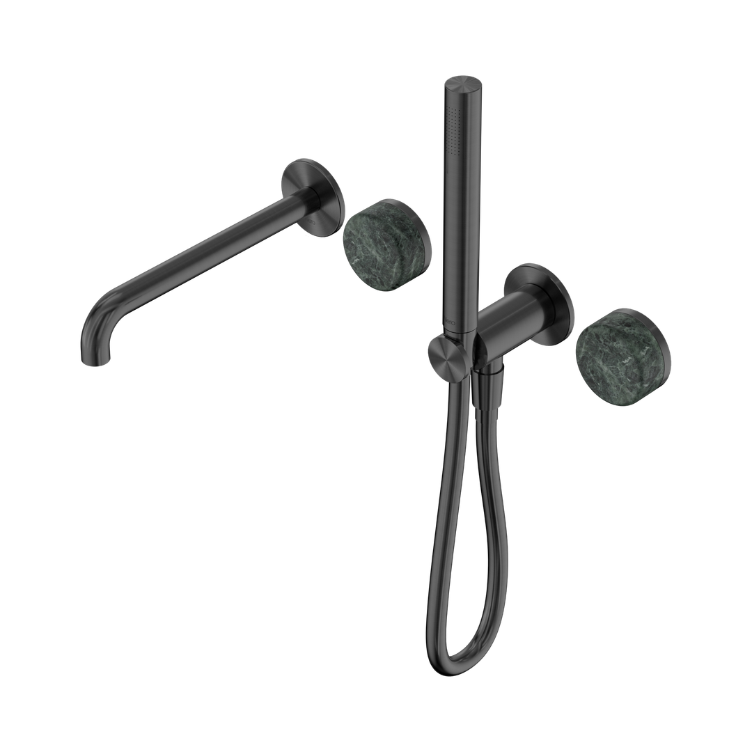 Nero Serenity Progressive Shower System - Spout Gunmetal - Verde Alpi Handle & Slim Shower