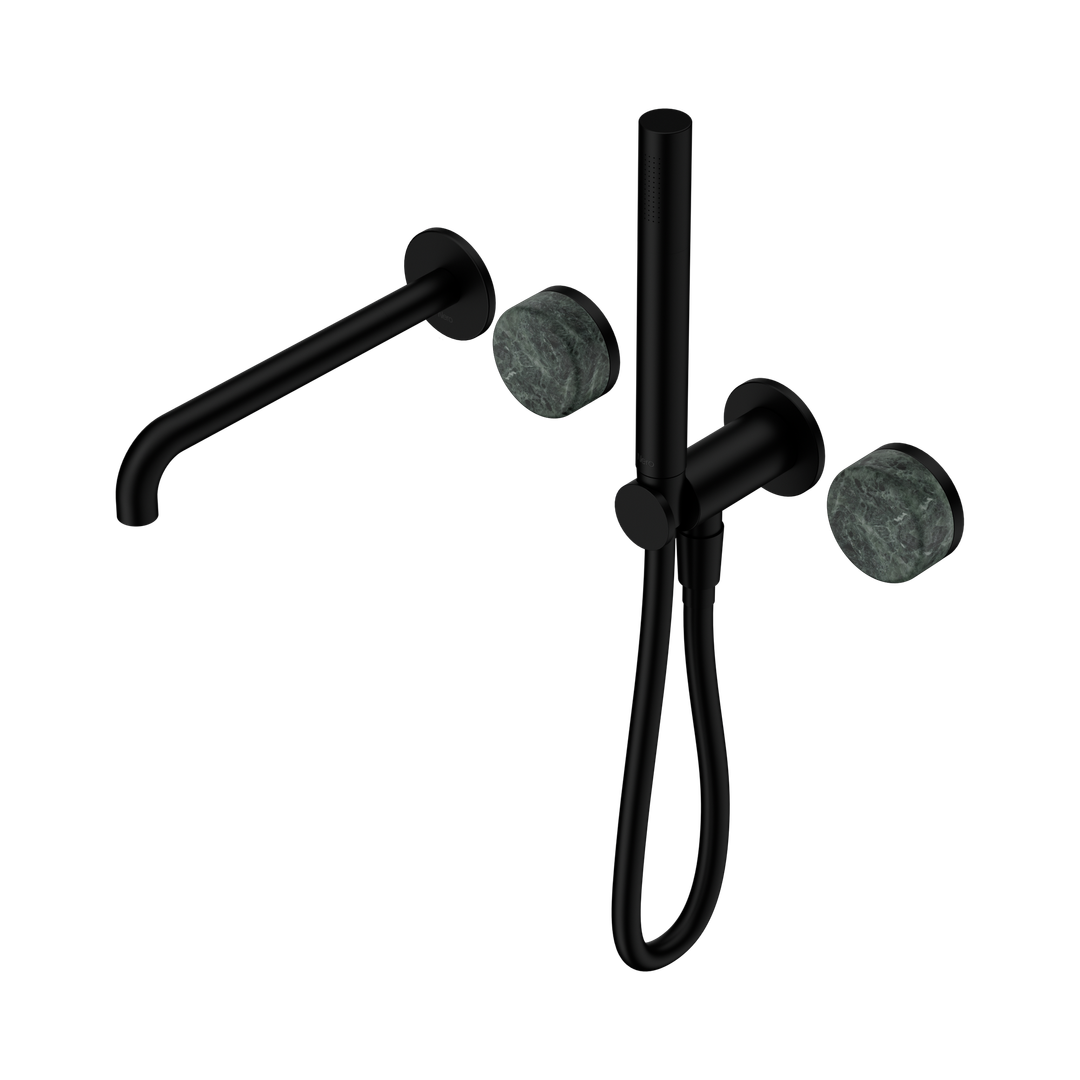 Nero Serenity Progressive Shower System - Spout Matte Black - Verde Alpi Handle & Slim Shower