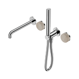 Nero Serenity Progressive Shower System - Spout Chrome - Rome Travertine Handle & Slim Shower