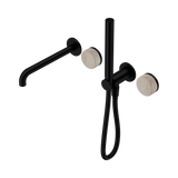 Nero Serenity Progressive Shower System - Spout Matte Black - Rome Travertine Handle & Slim Shower