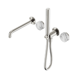 Nero Serenity Progressive Shower System - Spout Brushed Nickel Arabescato Corchia Handle & Slim Shower