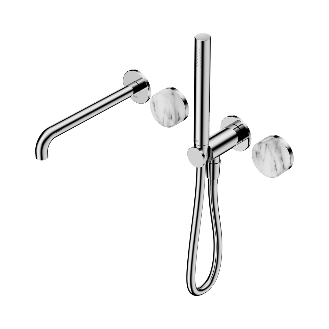Nero Serenity Progressive Shower System - Spout Chrome Arabescato Corchia Handle & Slim Shower