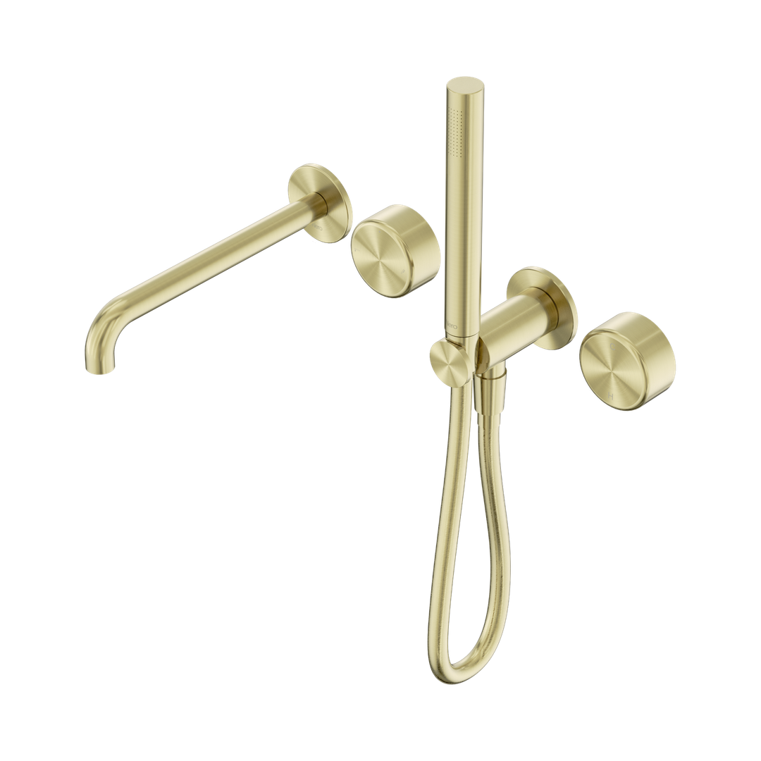 Nero Serenity Progressive Shower System - Spout Brushed Gold Metal Handle & Slim Shower