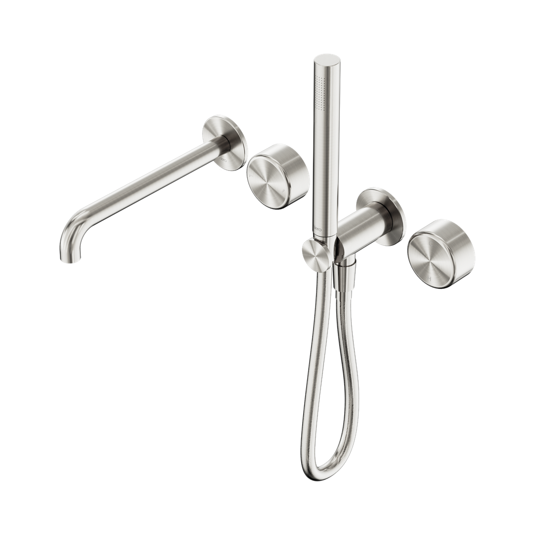 Nero Serenity Progressive Shower System - Spout Brushed Nickel - Metal Handle & Slim Shower