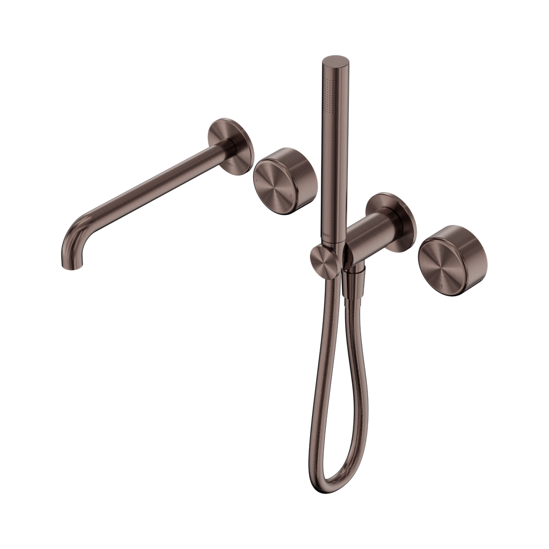 Nero Serenity Progressive Shower System - Spout Brushed Bronze - Metal Handle & Slim Shower