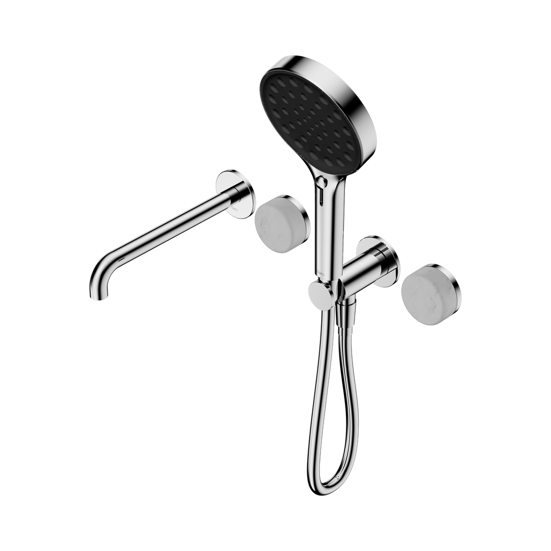 Nero Serenity Progressive Shower System - Spout Chrome - Carrara Handle & Serenity Hand Shower