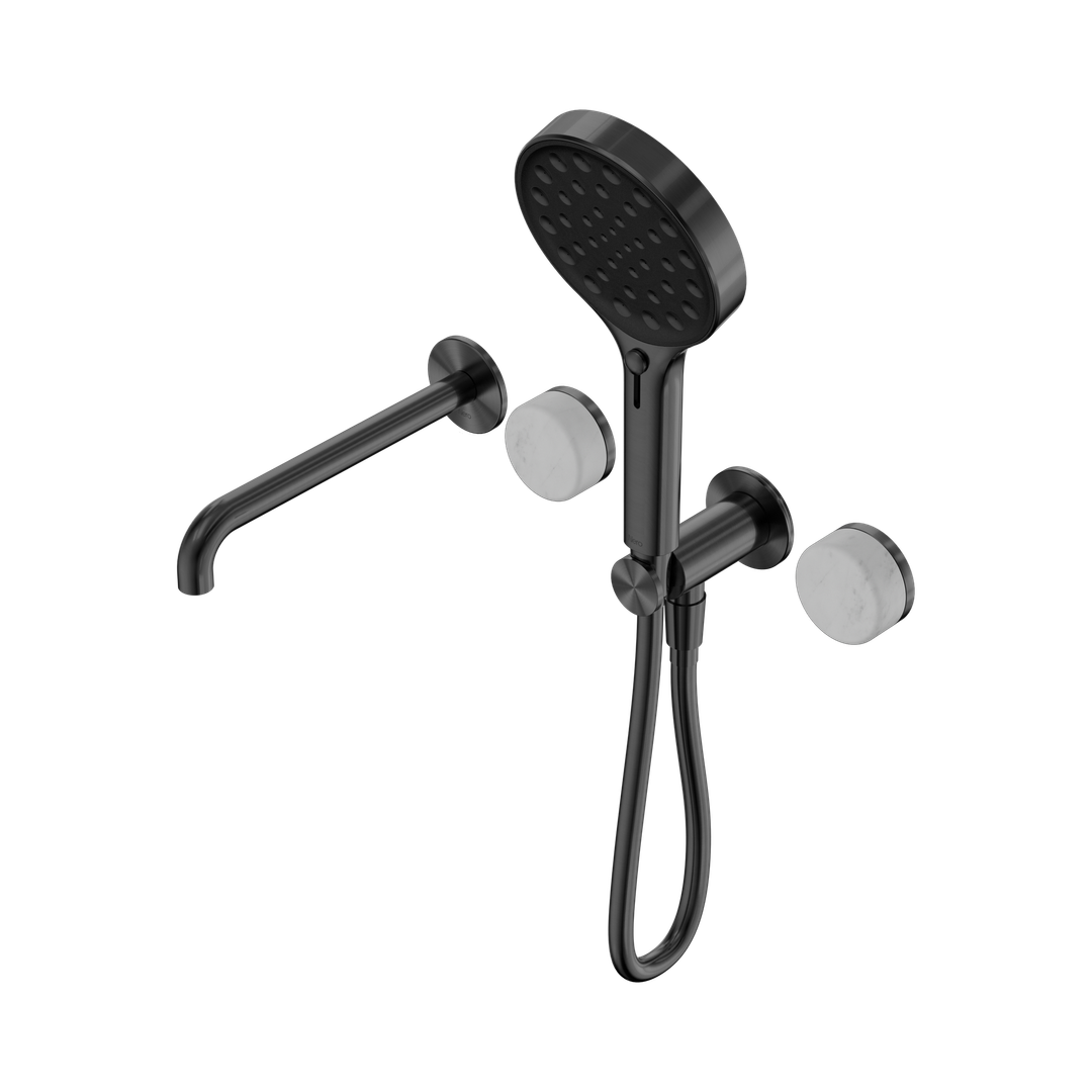 Nero Serenity Progressive Shower System - Spout Gunmetal - Carrara Handle & Serenity Hand Shower