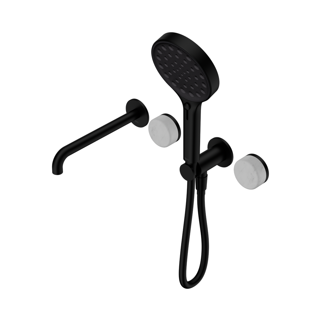 Nero Serenity Progressive Shower System - Spout Matte Black - Carrara Handle & Serenity Hand Shower