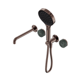 Nero Serenity Progressive Shower System - Spout Brushed Bronze - Verde Alpi Handle & Serenity Hand Shower