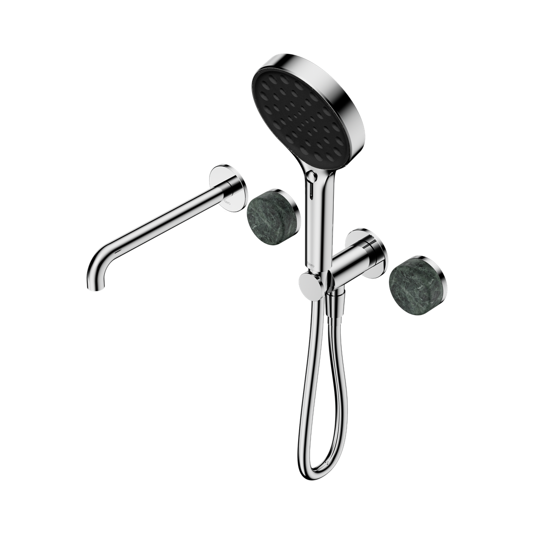 Nero Serenity Progressive Shower System - Spout Chrome - Verde Alpi Handle & Serenity Hand Shower
