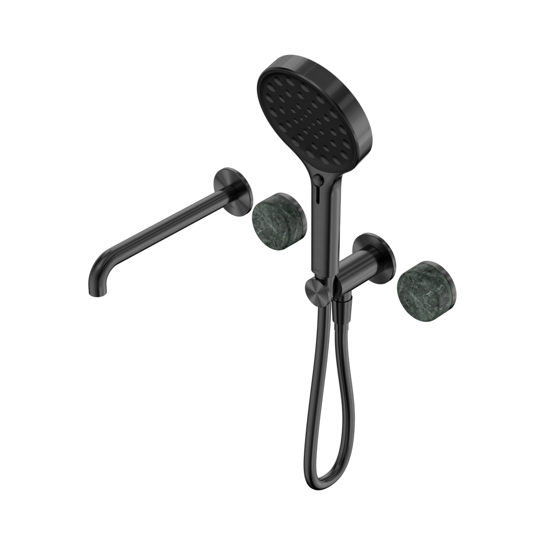 Nero Serenity Progressive Shower System - Spout Gunmetal - Verde Alpi Handle & Serenity Hand Shower