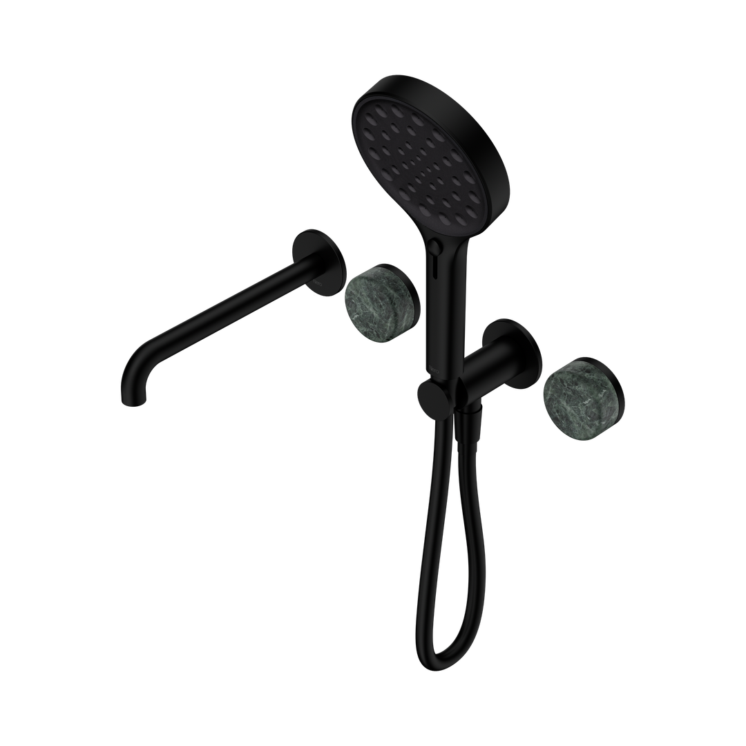 Nero Serenity Progressive Shower System - Spout Matte Black - Verde Alpi Handle & Serenity Hand Shower