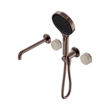 Nero Serenity Progressive Shower System - Spout Brushed Bronze Rome Travertine Handle & Serenity Hand Shower