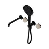 Nero Serenity Progressive Shower System - Spout Matte Black Rome Travertine Handle & Serenity Hand Shower