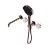 Nero Serenity Progressive Shower System - Spout Brushed Bronze Arabescato Corchia Handle & Serenity Hand Shower