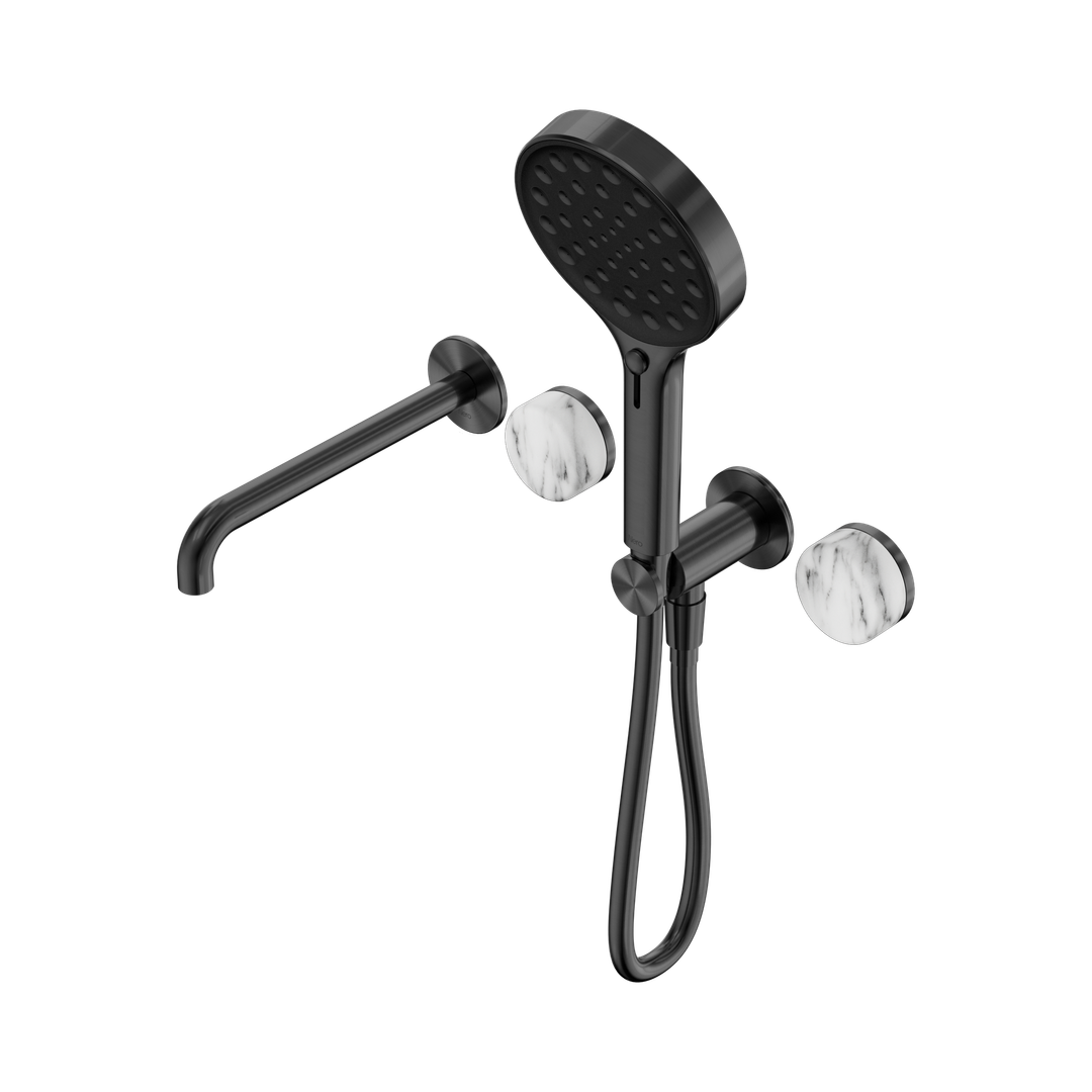 Nero Serenity Progressive Shower System - Spout Gunmetal Arabescato Corchia Handle & Serenity Hand Shower