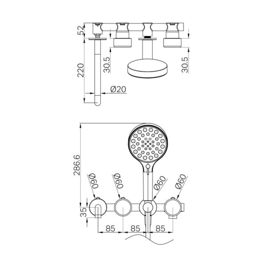 Nero Serenity Progressive Shower System - Spout Chrome - Metal Handle & Serenity Hand Shower