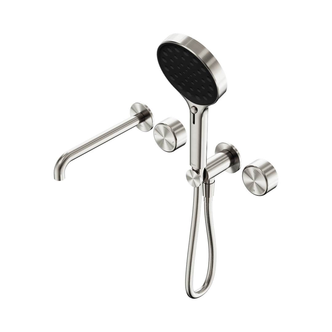 Nero Serenity Progressive Shower System - Spout Brushed Nickel - Metal Handle & Serenity Hand Shower