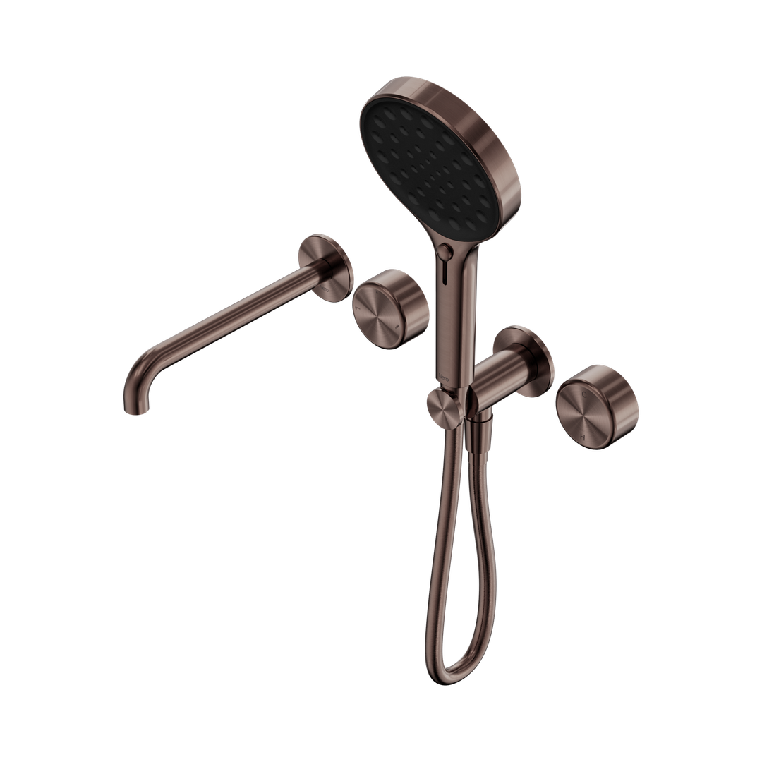 Nero Serenity Progressive Shower System - Spout Brushed Bronze - Metal Handle & Serenity Hand Shower