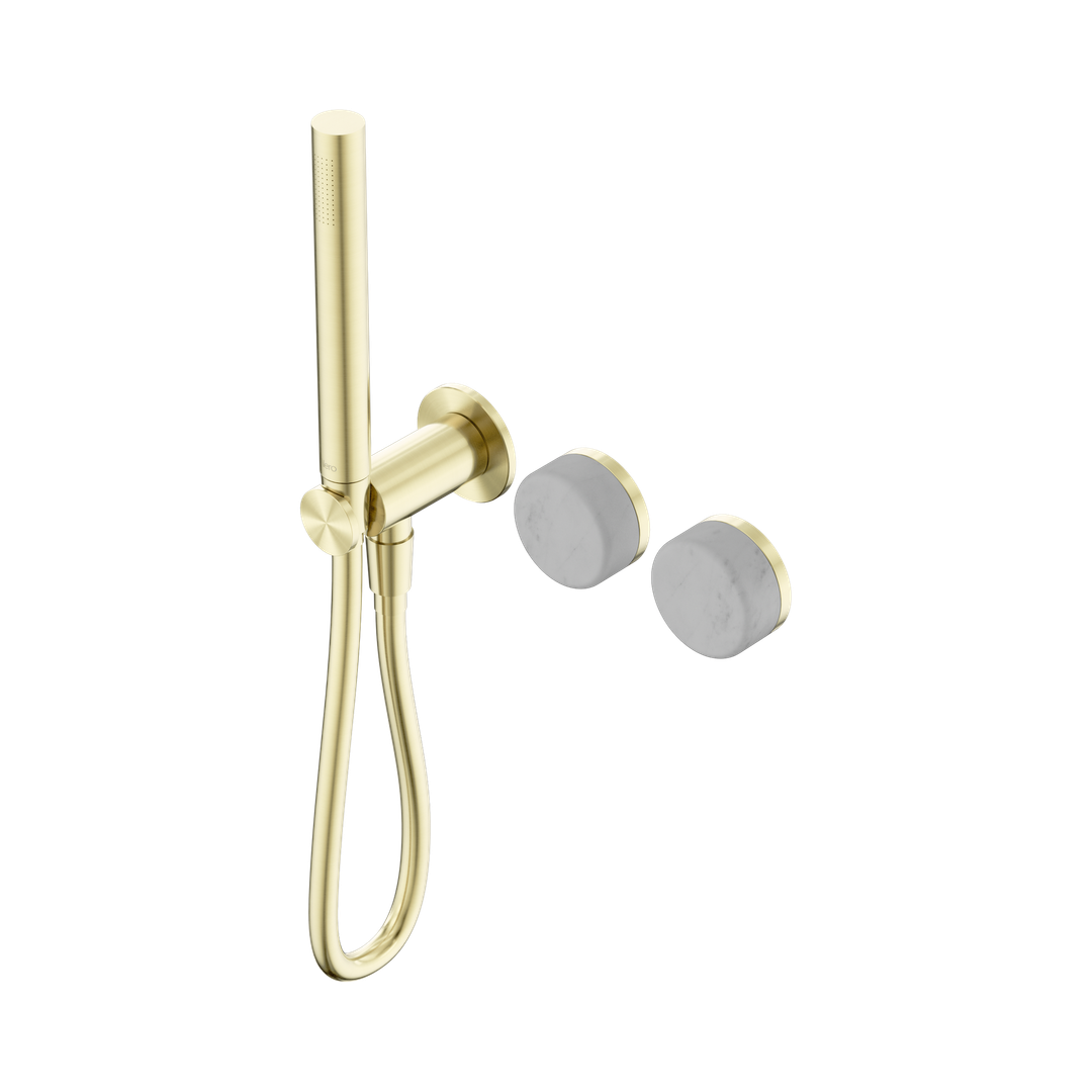 Nero Serenity Progressive Shower System Brushed Gold - Carrara Handle & Slim Shower